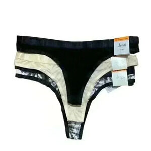 3-Pack JENNI Women's Panties Zebra‎ Print, Solid Black, Tie Dye Black Size S